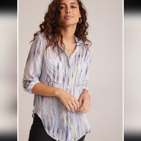 EUC Bella Dahl "Hipster Shirt Button Up Top" in "Malibu Blue" Sz Large - Picture 1 of 13